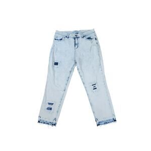 Justice Y2K Distressed Futuristic Acid Wash Denim Jeans 20 Raw Hem Streetwear